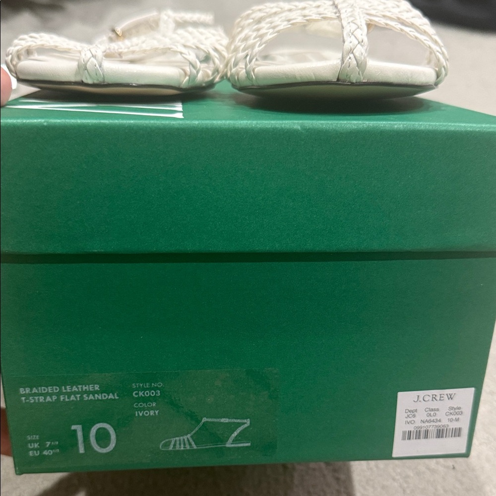 J. Crew White Braided T-Strap Sandals with Ankle Buckle - Picture 3 of 3